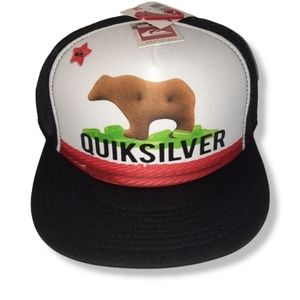 🆕Quiksilver Candy California Flag Trucker Hat Snapback Cap